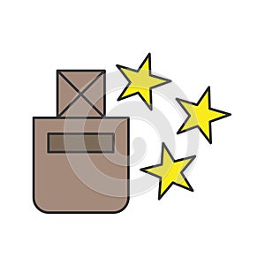 Package with yellow stars. Vector