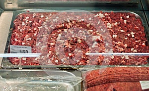 Packaged meat in the supermarket