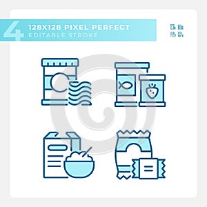 Packaged products pixel perfect blue RGB color icons set photo