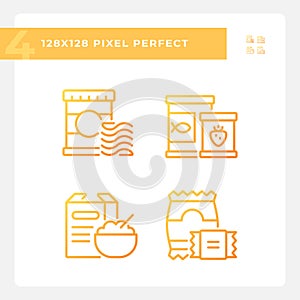 Packaged products pixel perfect gradient linear vector icons set photo