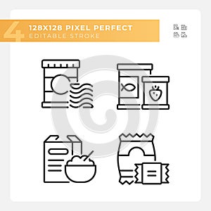 Packaged products pixel perfect linear icons set photo