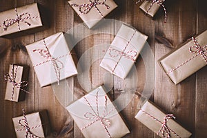 Packaged with rustic paper Christmas presents