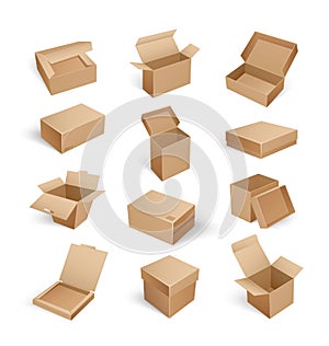 Packages Boxes Opened Top Isolated Icon Vector