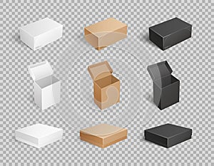 Packages and Carton Boxes Transparent Set Vector