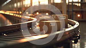 The packages on conveyor. AI generated