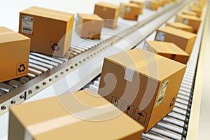 Packages delivery, packaging service and parcels transportation system concept