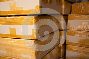 Packages delivery, packaging service and parcels transportation system concept. Package shipment.