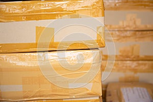 Packages delivery, packaging service and parcels transportation system concept. Package shipment.