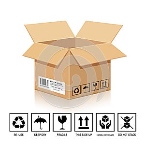 Packaging Box brown color, with symbol isolated