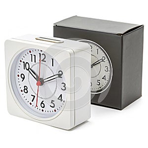 Packaging Box with Clock isolated on white background