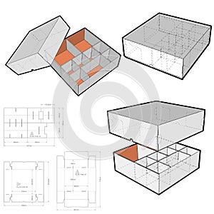 Packaging Box Internal and Die-cut Pattern.
