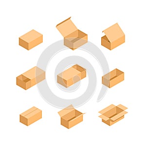 Packaging box. Isometric set images