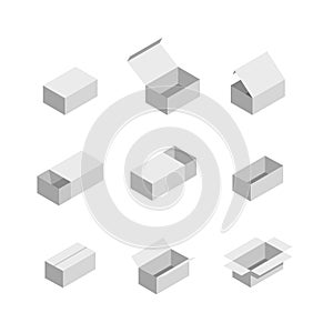 Packaging box. Isometric set images