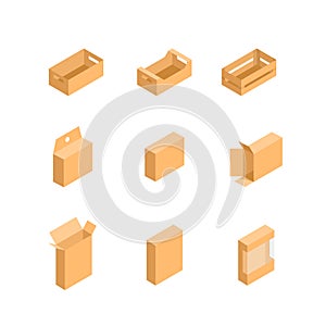 Packaging box. Isometric set images