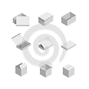 Packaging box. Isometric set images