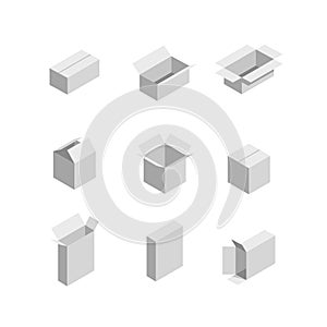 Packaging box. Isometric set images