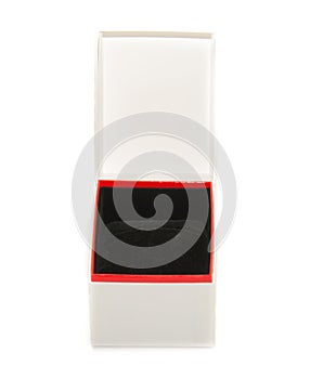 Packaging box open on white