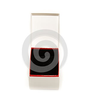 Packaging box open on white