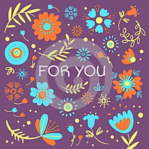 PACKAGING OR CARD Floral Abstract Ornament Vector Sketch