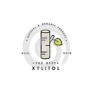 Packaging design template logo and emblem - sugar - xylitol. Logo in trendy linear style.