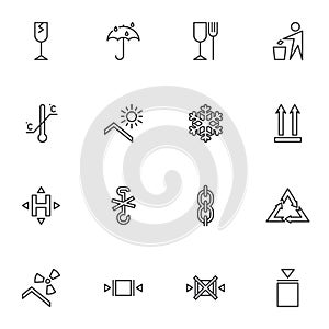 Packaging line icons set