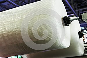 Packaging machine and rolls of bubble wrap for packaging