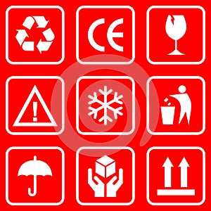Packaging product caution sign icon vector design symbol