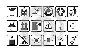 Vector illustration of packaging icons set. product box, paper box, package sign symbol for website and mobile app