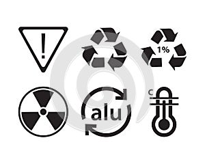 Packaging symbol warning vector Set design