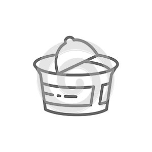 Packaging for yogurt, sour cream, cottage cheese line icon.