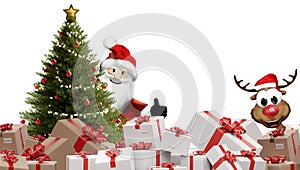 Packed christmas presents. festive postal packages 3d-illustration