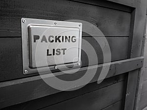 Packed in dark wooden cargo box. The packaging of the goods. Packing list. Special treatment of wooden packing for the tropics.