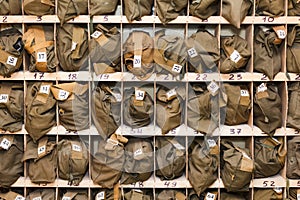 Packed gas-masks in cells