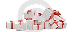 Packed gifts. festive postal packages 3d-illustration