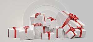 Packed gifts. festive postal packages 3d-illustration