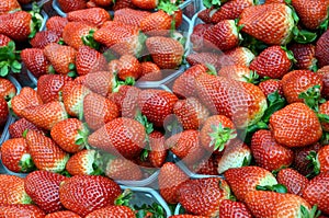 Packed of strawberries selling in a market