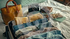 The packed travel suitcase.AI generated image