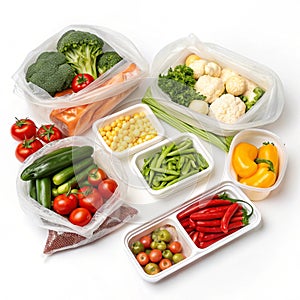 Packed vegetables for culinary use isolated