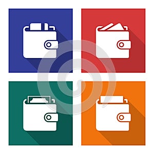 Packed wallets icons set