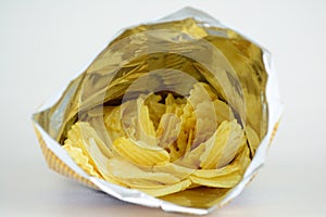 A packet of crinkle cut chips