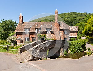 Packhorse bridge Allerford Somerset England UK on a beautiful summer day