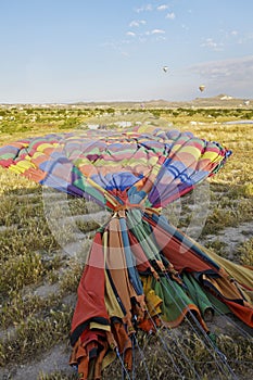 Packing away hot air balloon