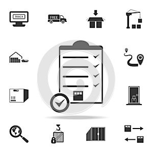 packing box shipping checklist icon. Detailed set of logistic icons. Premium graphic design. One of the collection icons for websi