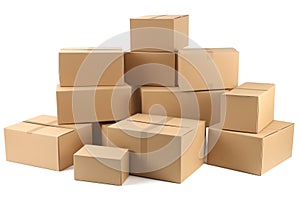 packing boxes isolated on white background. Generated by AI