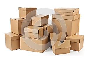 packing boxes isolated on white background. Generated by AI