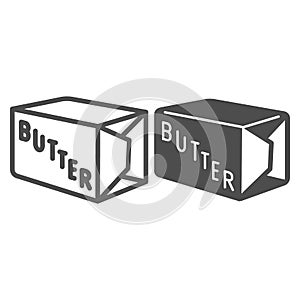 Packing of butter line and solid icon, dairy products concept, Margarine Pack Bar sign on white background, Pack of