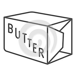 Packing of butter thin line icon, dairy products concept, Margarine Pack Bar sign on white background, Pack of butter