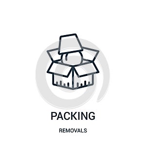 packing icon vector from removals collection. Thin line packing outline icon vector illustration. Linear symbol for use on web and