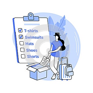 Packing list isolated cartoon vector illustrations.