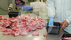 Packing of Meat Slices in Boxes